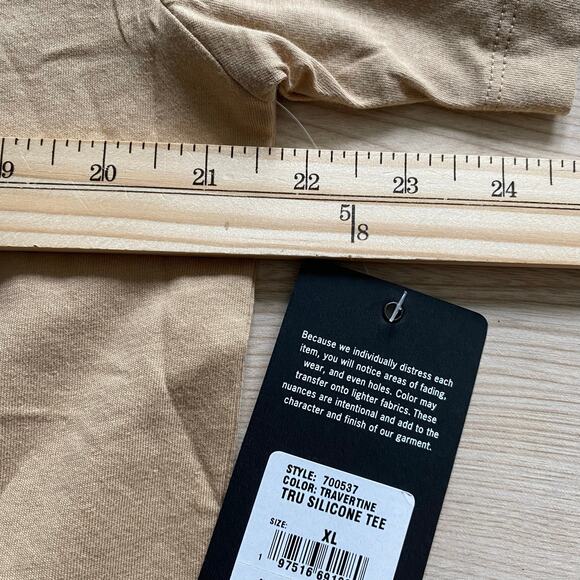 True Religion Mens Graphic Tee T-shirt XL Tan Silicon Guitar Budha Hipster NWT - Picture 6 of 7